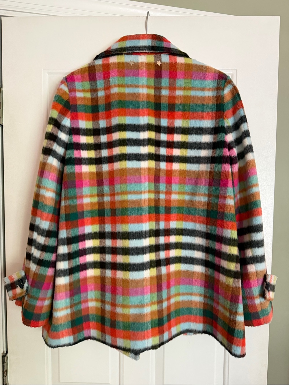 Double-Breasted Plaid Pea Coat in Multi-Color - on 34th - Picture 2 of 4